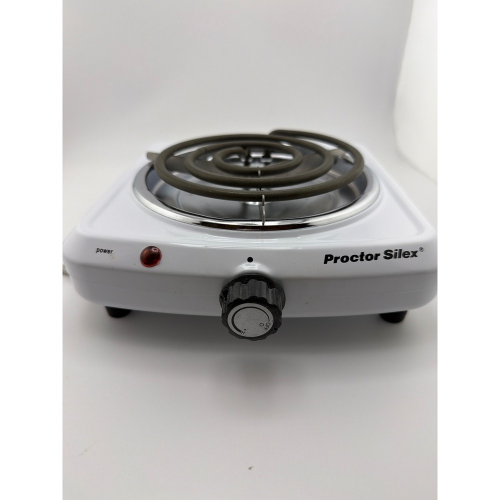 Proctor Silex 34101P White Single Burner Hot Plate Portable Cooktop - Picture 2 of 6
